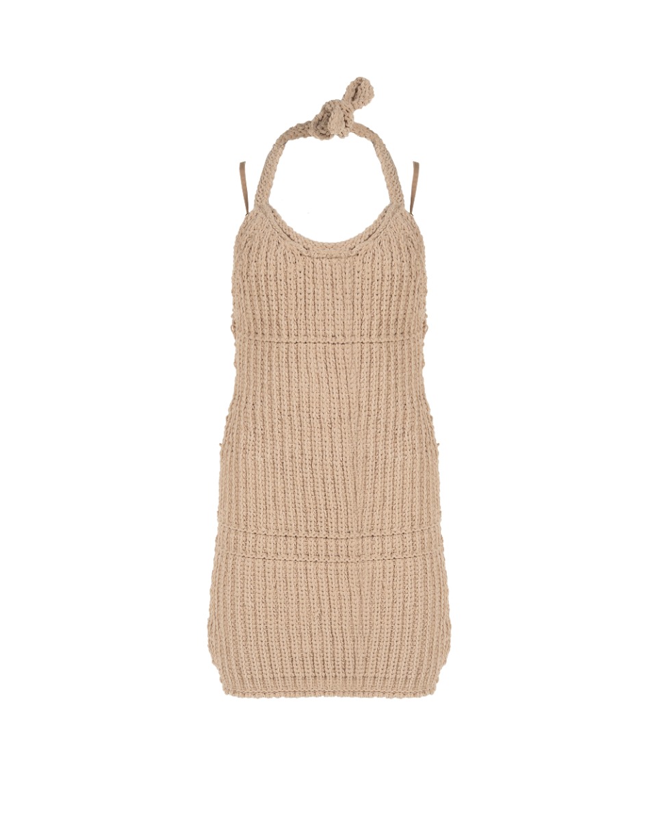 Jacquemus Halter neck knitted beige dress thumbnail