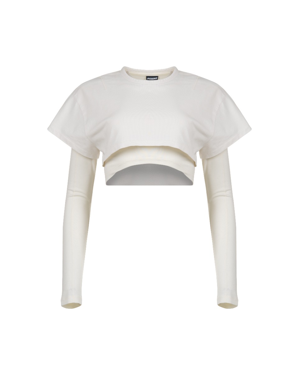 Jacquemus Le Double long sleeve white t-shirt thumbnail