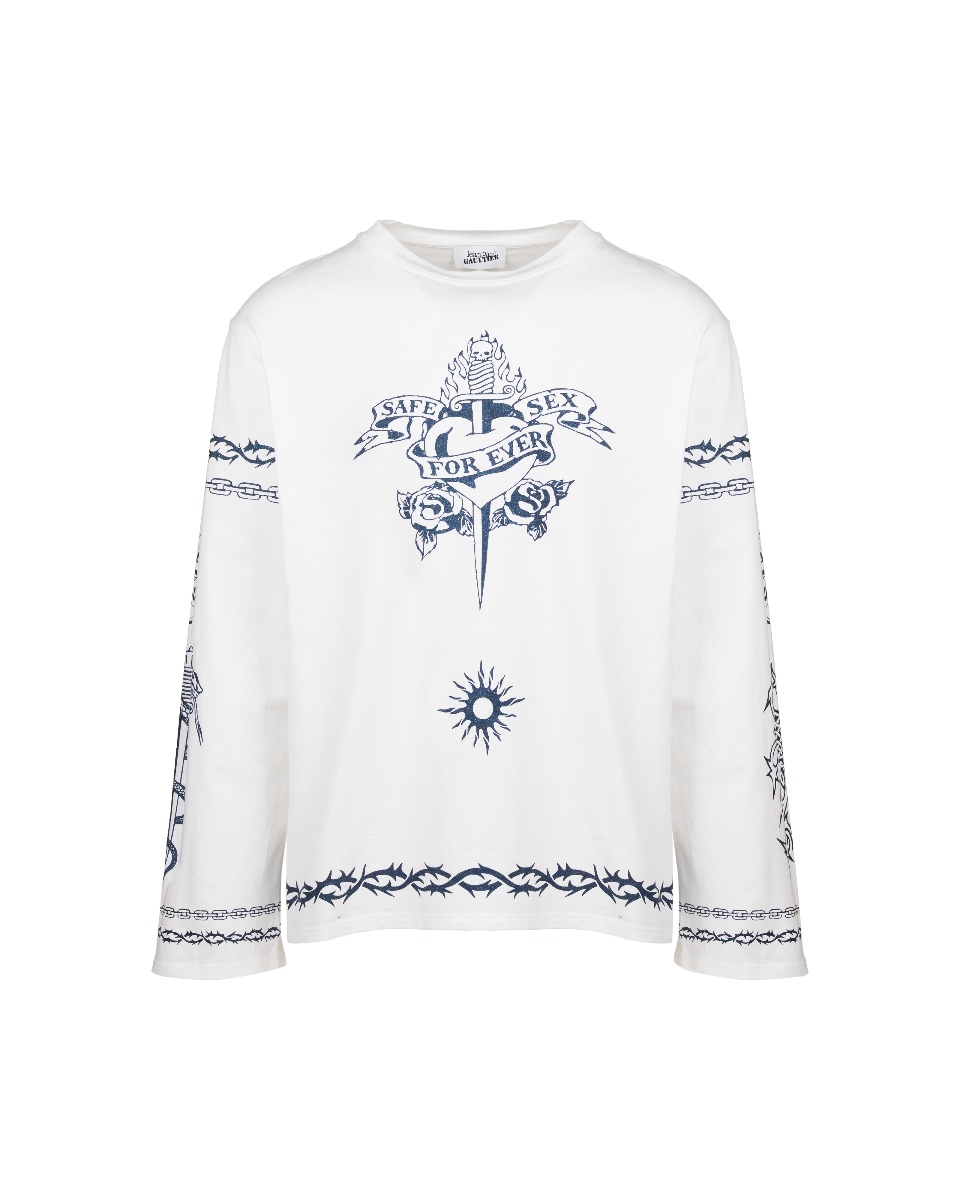Jean Paul Gaultier "Safe Sex" glitter long sleeve t-shirt thumbnail
