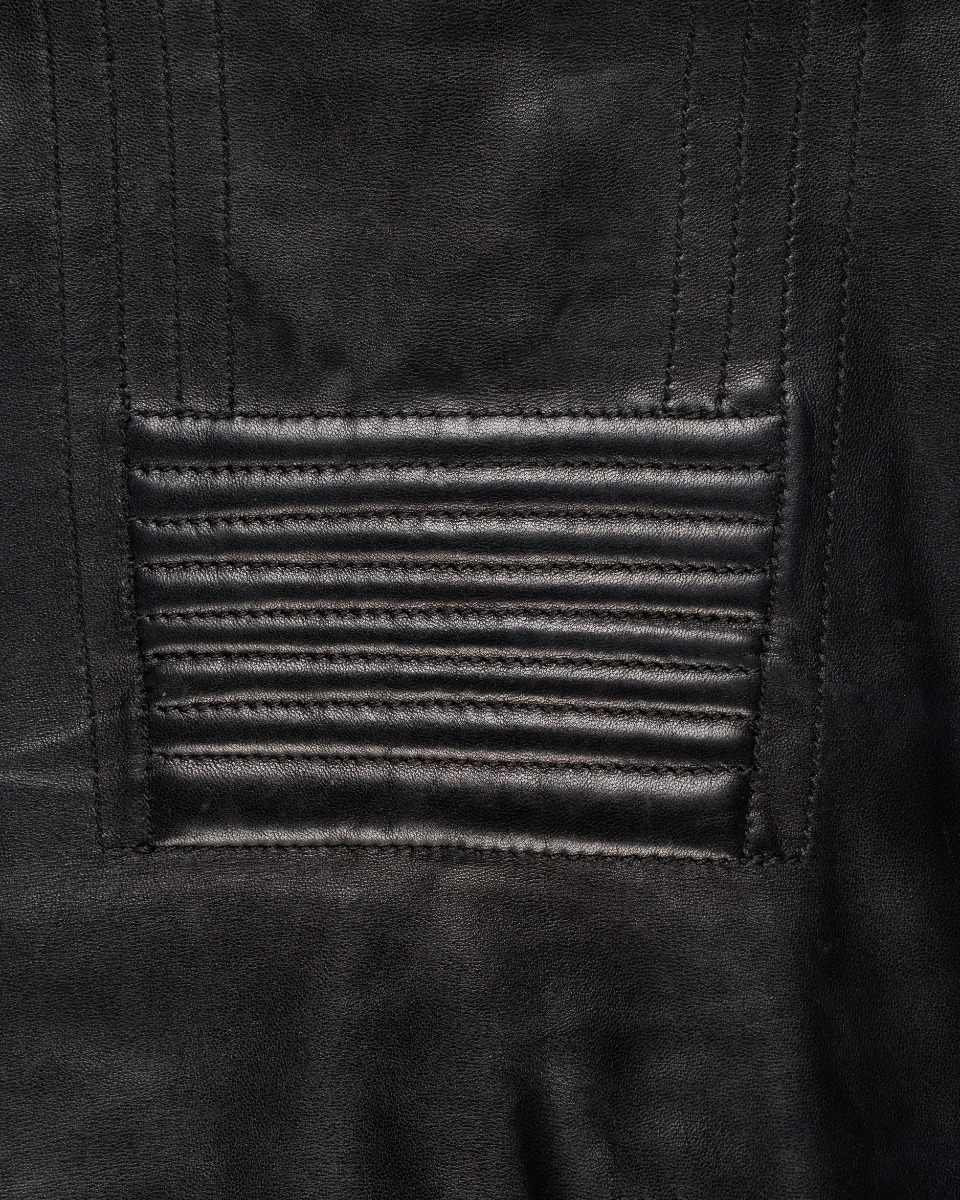 Jean Paul Gaultier Re-edition Printemps-été 1987 leather panelled mini skirt thumbnail