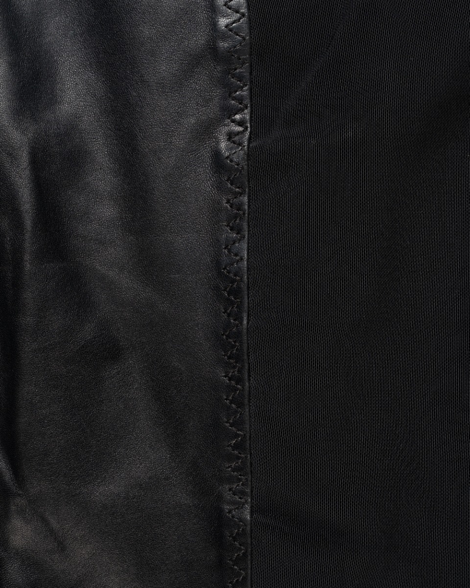 Jean Paul Gaultier Re-edition Printemps-été 1987 leather panelled mini skirt thumbnail