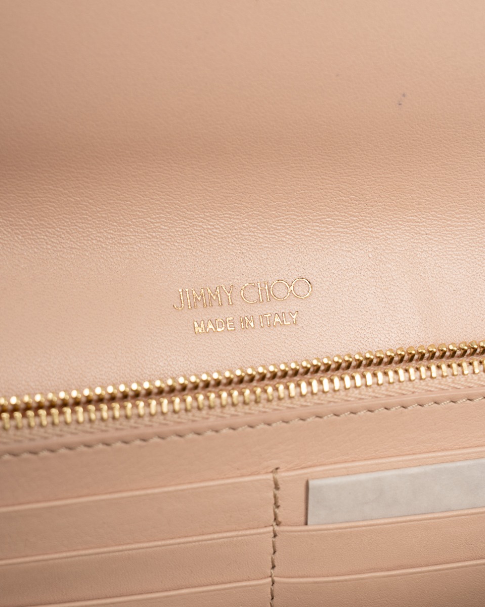 Jimmy Choo Milla snakeskin clutch on chain powder pink bag thumbnail