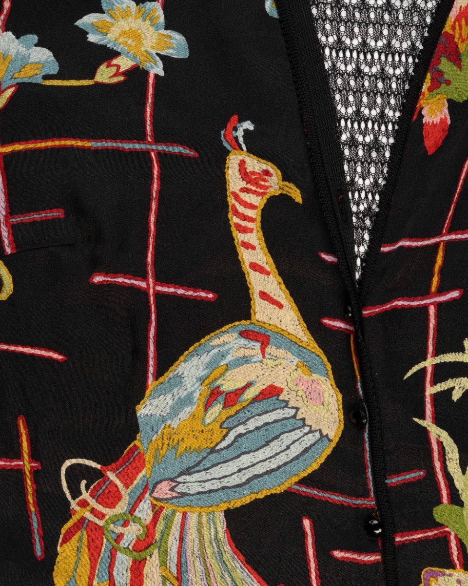 John Galliano Floral Peacock sheer blouse top thumbnail