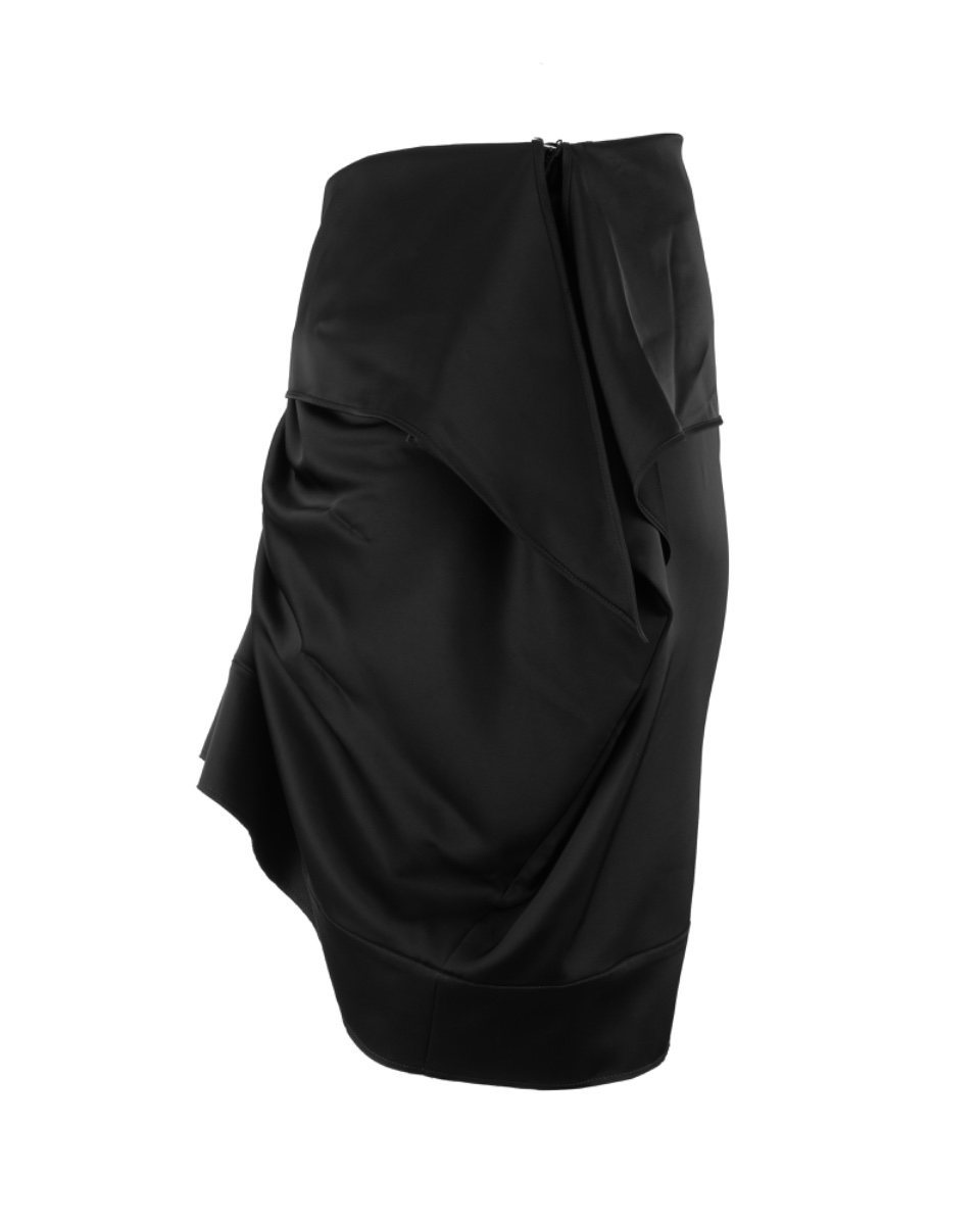 Loewe asymetric raw black satin skirt thumbnail