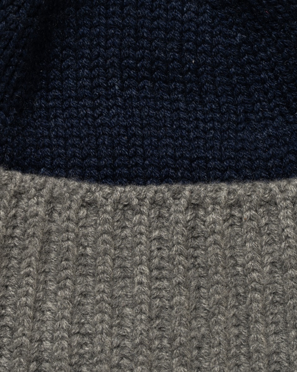 Loro Piana two-tone rib knitted cashmere navy/grey beanie thumbnail