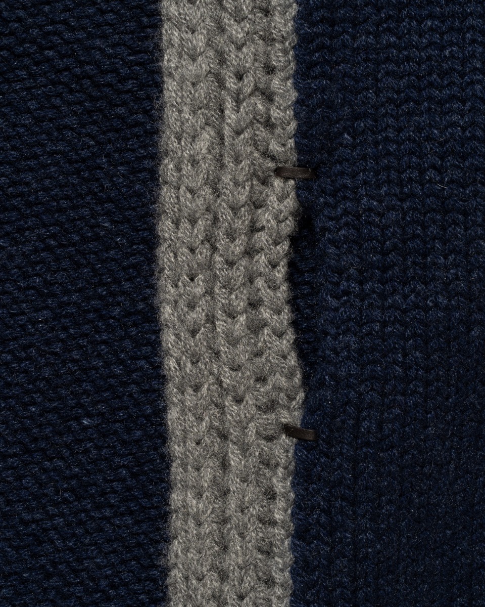 Loro Piana two-tone rib knitted cashmere navy/grey scarf - one size thumbnail