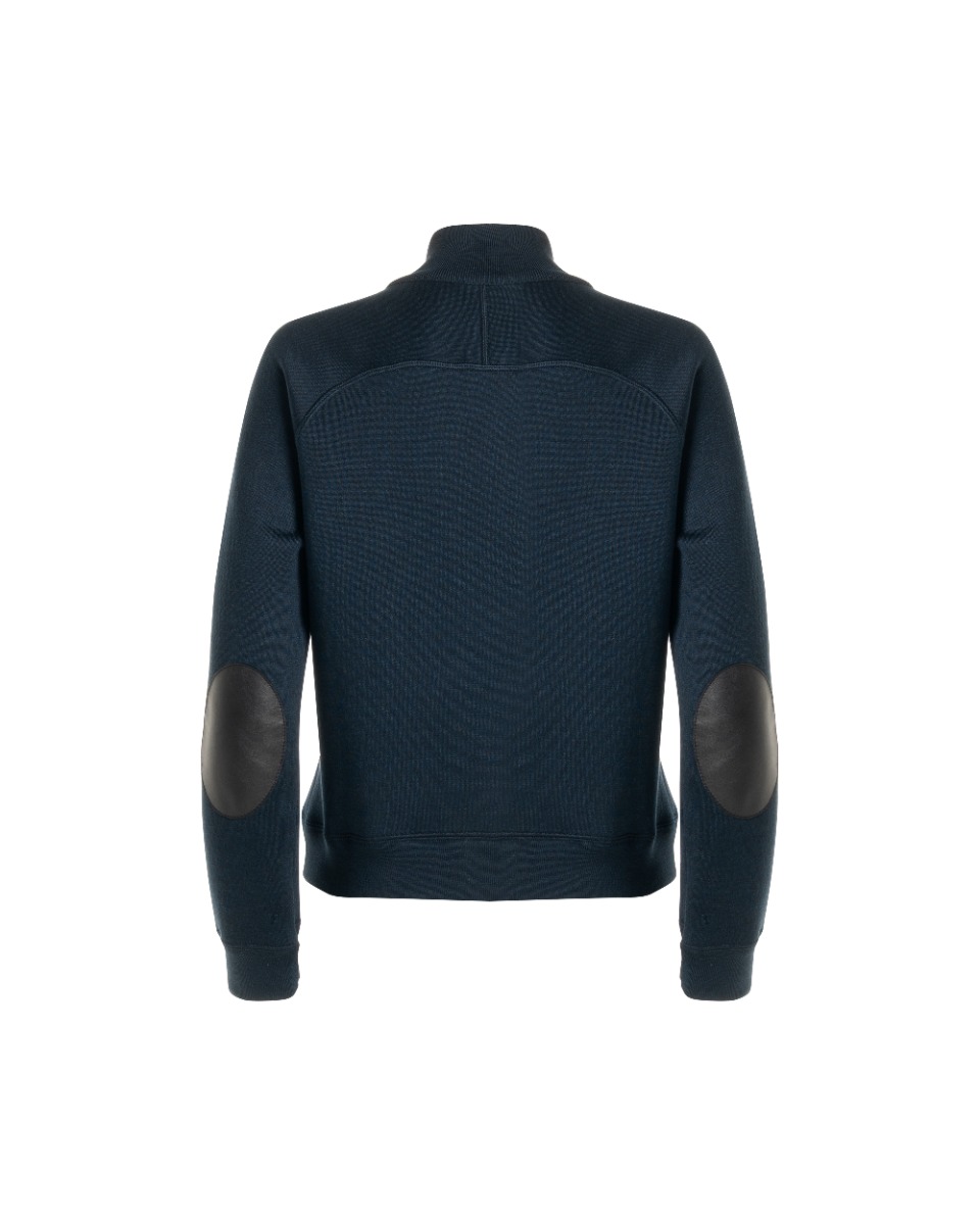 Louis Vuitton leather-detailed knitted navy jacket thumbnail