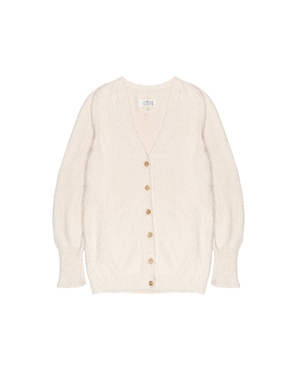Maison Margiela 4 Ivory pilled cardigan sweater thumbnail