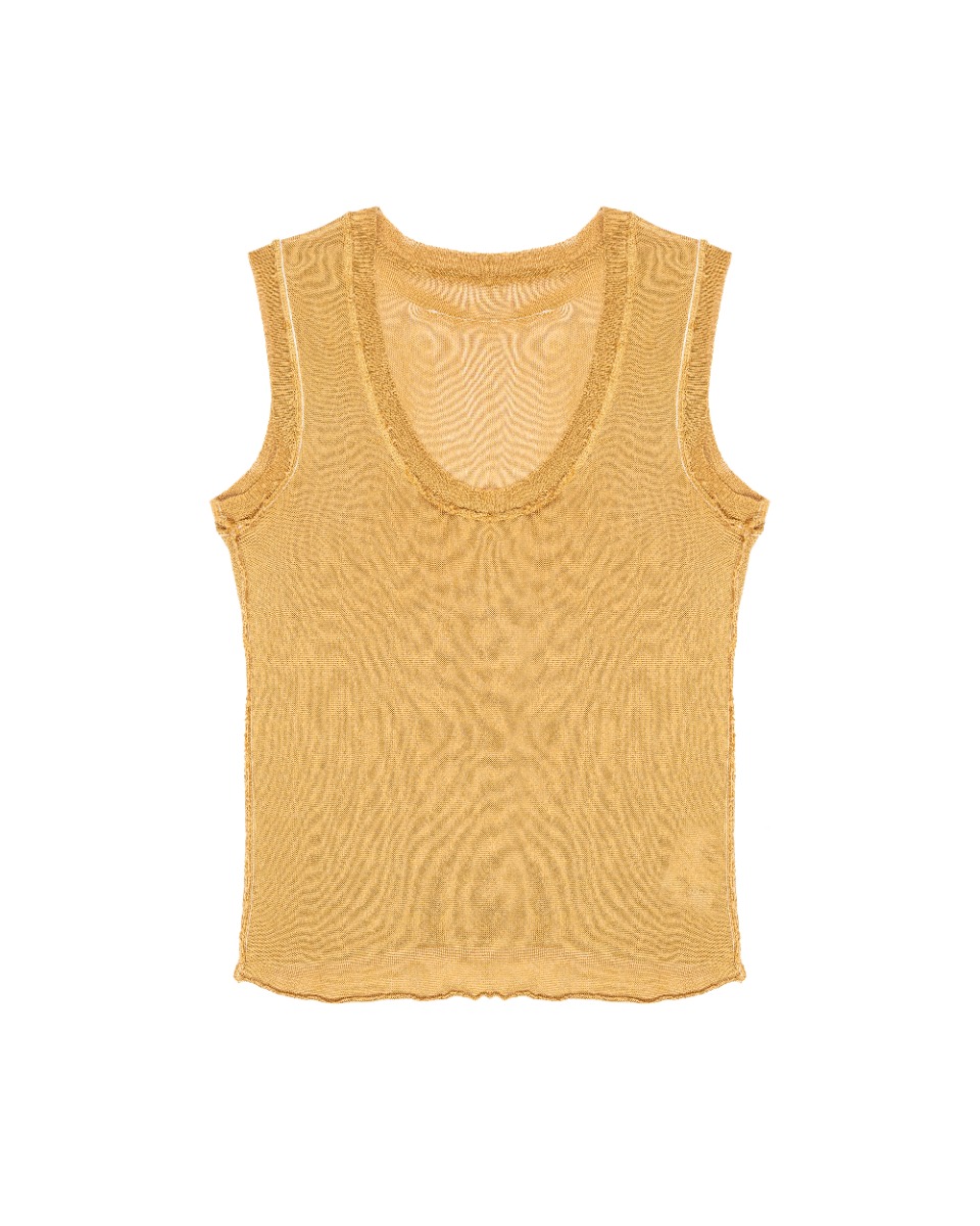 Maison Margiela MM6 metallic gold viscose tank top thumbnail