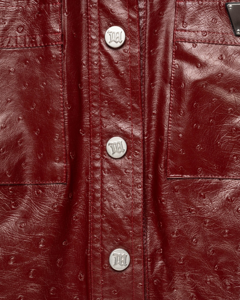 MISBHV 1-OF-1 faux ostrich leather metal logo plaque jacket thumbnail