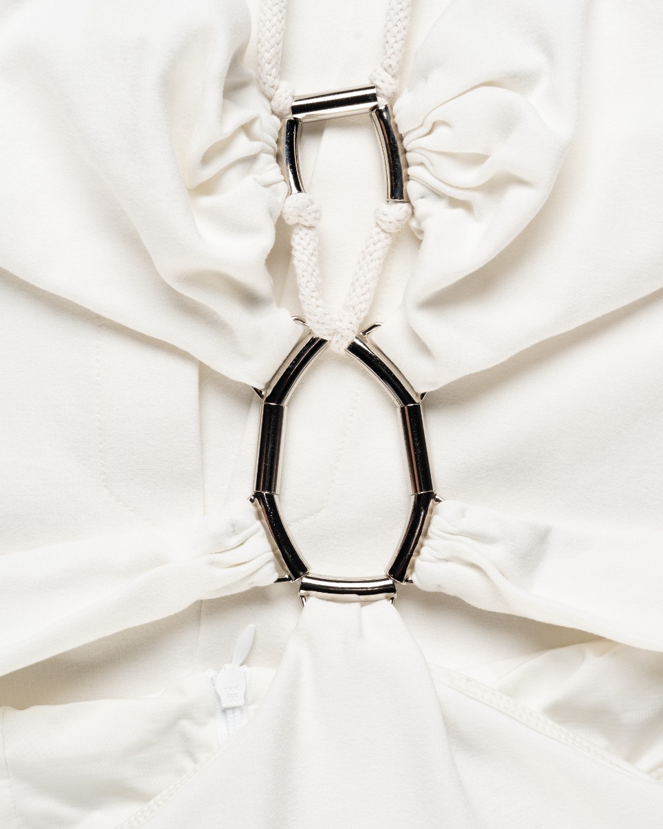 MISBHV 1-OF-1 metal frame open back white dress thumbnail