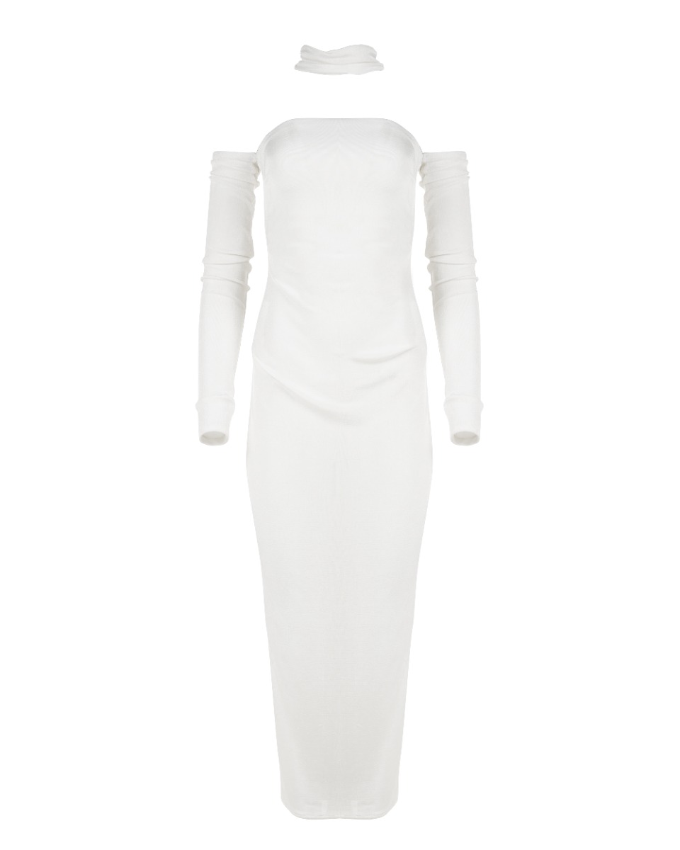 MISBHV 1-OF-1 open shoulders white long sleeve dress thumbnail