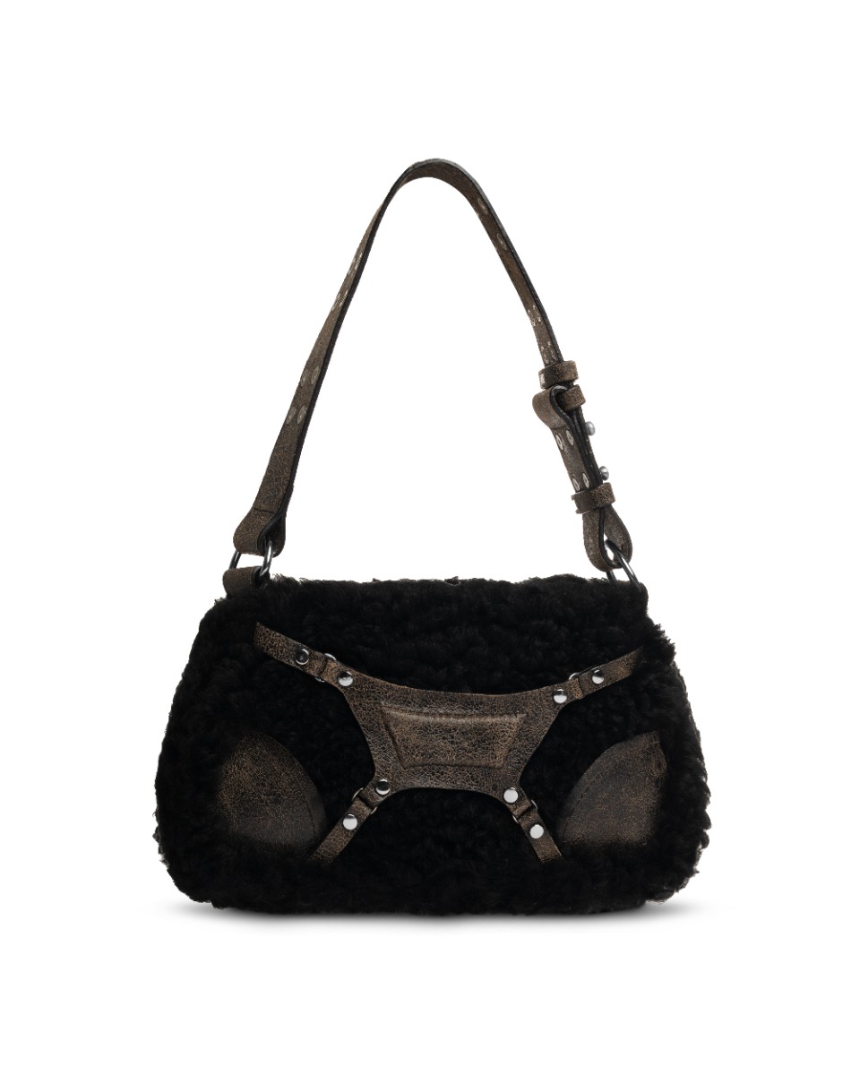 MISBHV Fetish brown shearling shoulder bag thumbnail