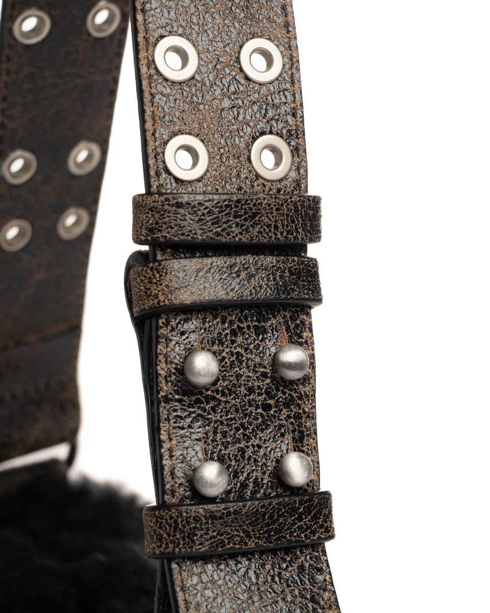 MISBHV Fetish brown shearling shoulder bag thumbnail