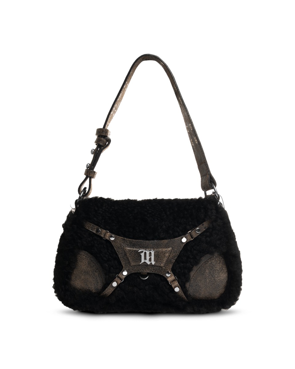MISBHV Fetish brown shearling shoulder bag thumbnail