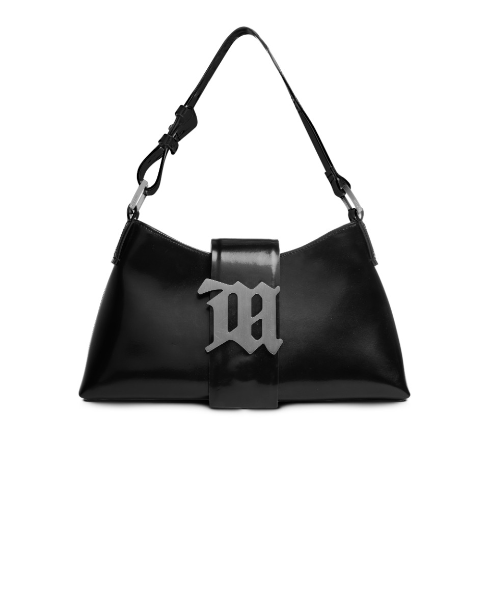 MISBHV metal logo plaque black leather shoulder bag thumbnail