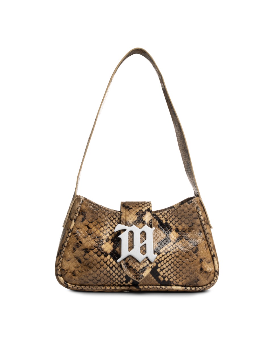 MISBHV metal logo plaque snake-embossed shoulder bag thumbnail