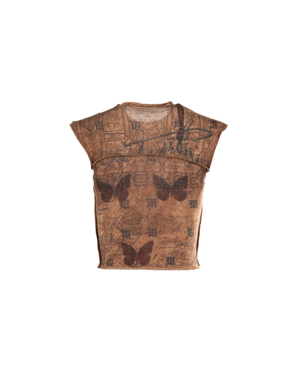 MISBHV pierced brown mesh top thumbnail