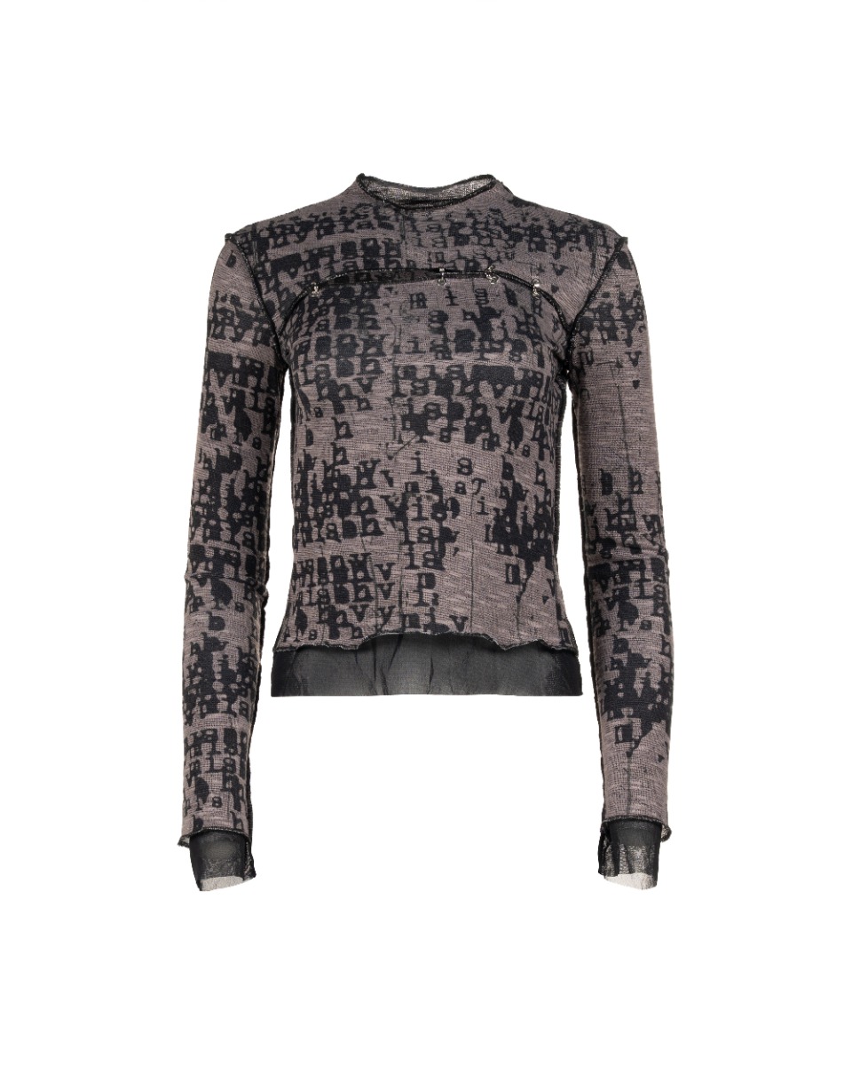 MISBHV Typewriter Taupe pierced long-sleeve t-shirt thumbnail