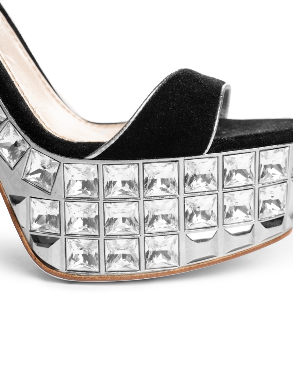 Miu Miu jeweled platform ankle heels thumbnail