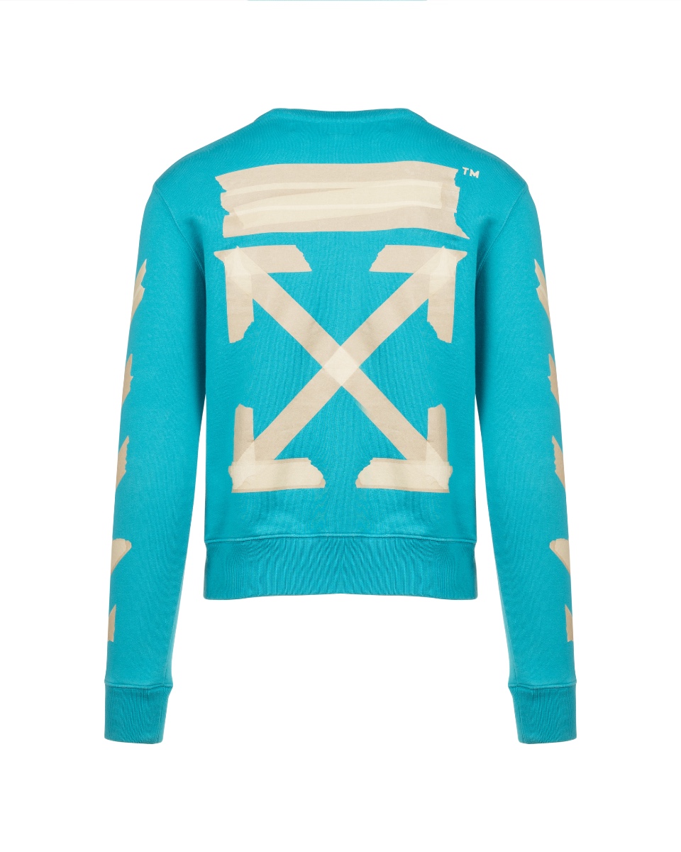 Off-White Tape Diag Arrow turquoise crewneck sweatshirt thumbnail