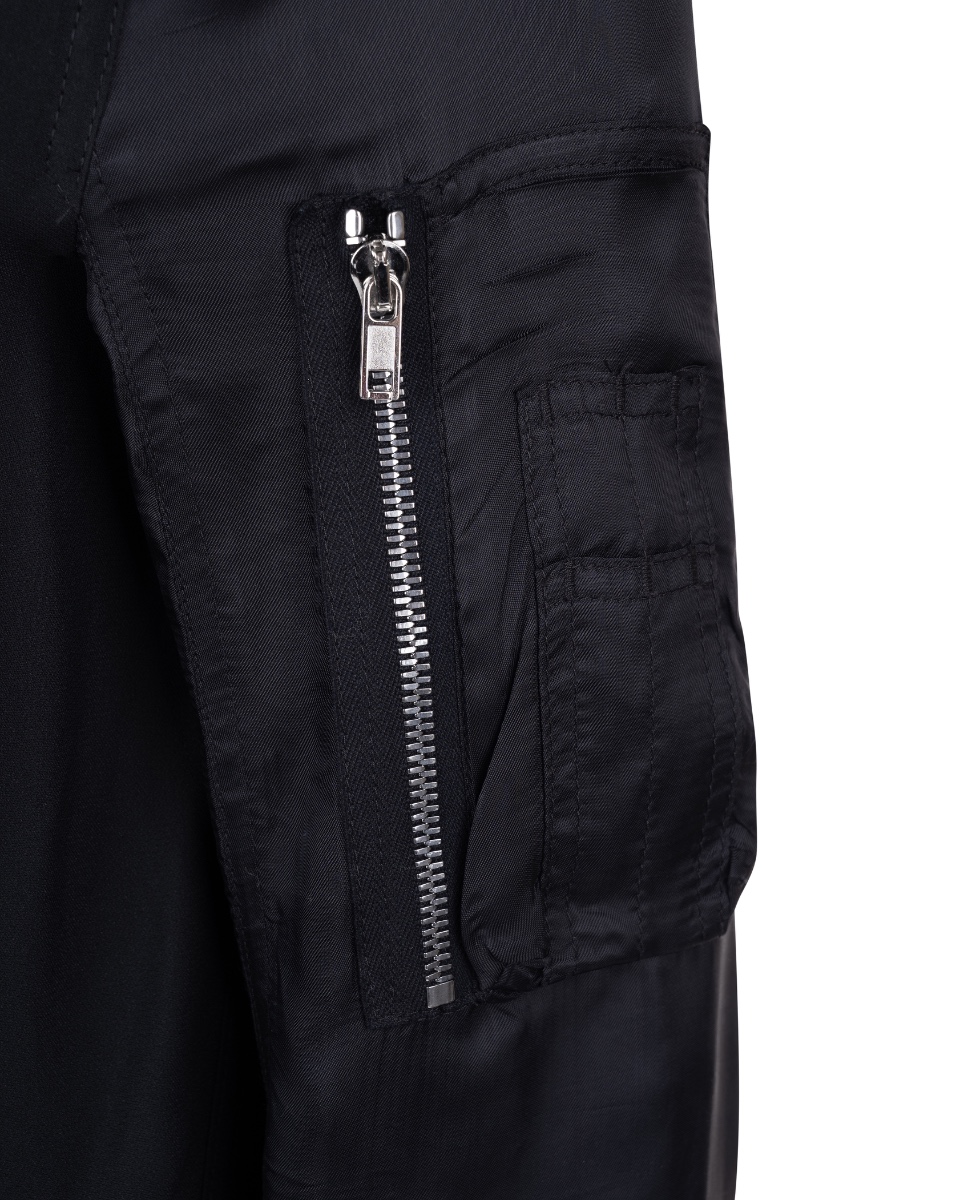 Rick Owens pleated-back black bomber jacket  thumbnail