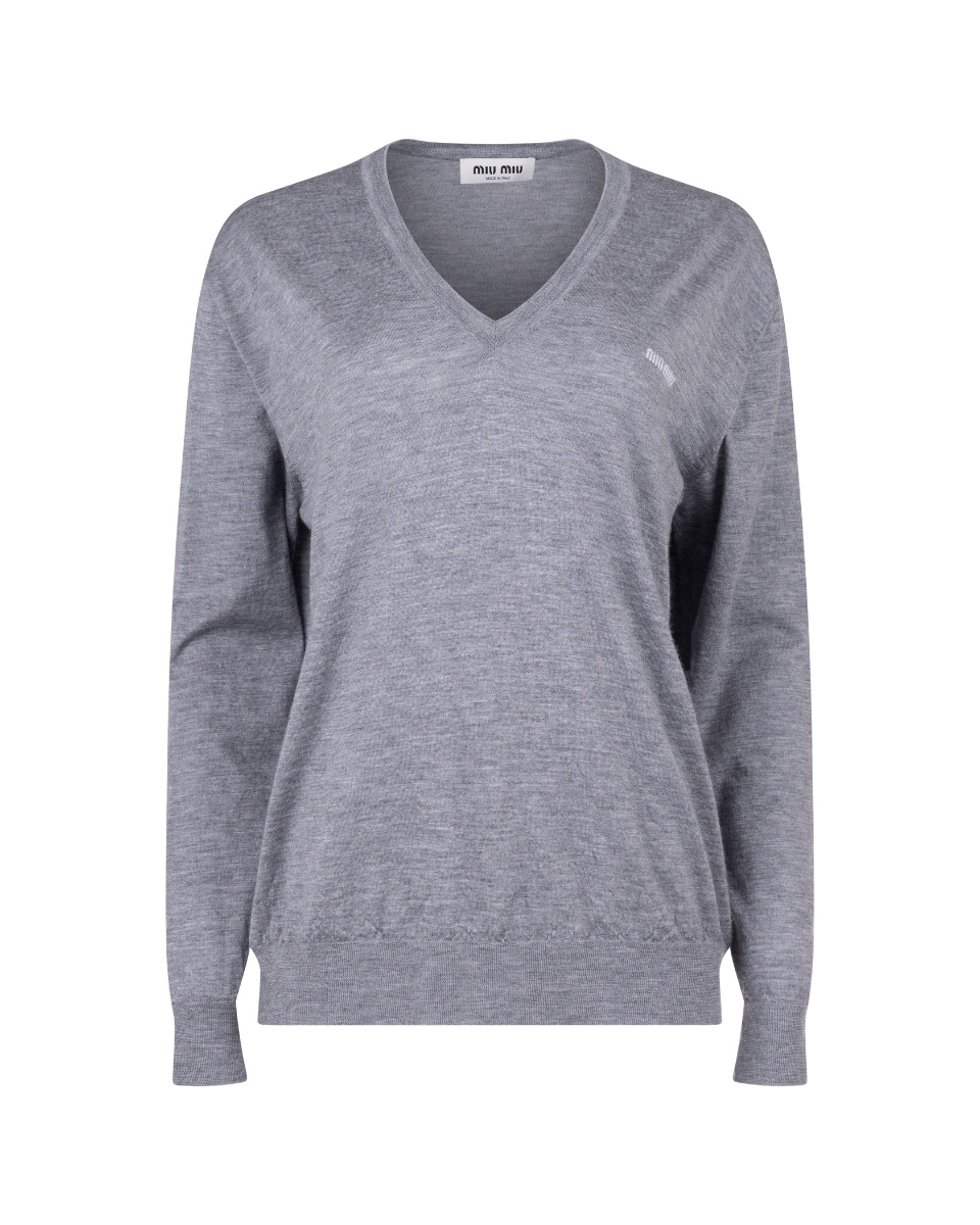 Miu Miu v-neck logo sweater thumbnail