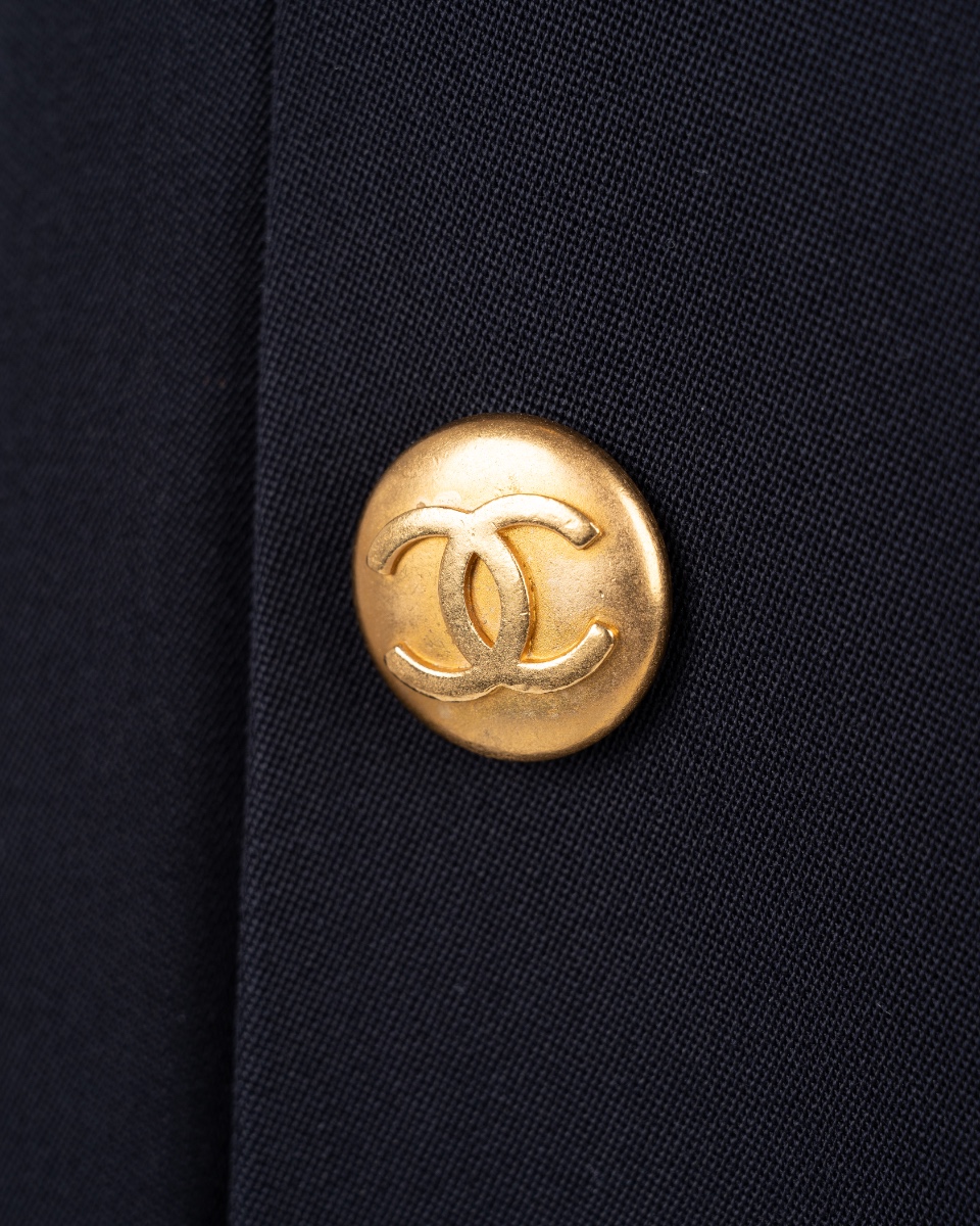 Chanel gold button double breasted blazer jacket thumbnail