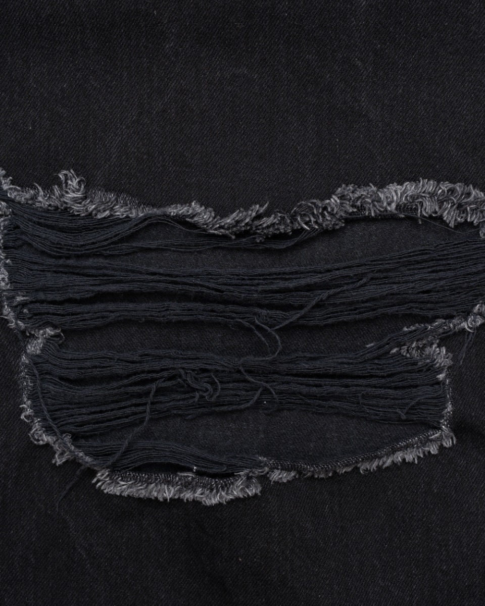 Balenciaga Destroyed wide-leg black denim pants thumbnail