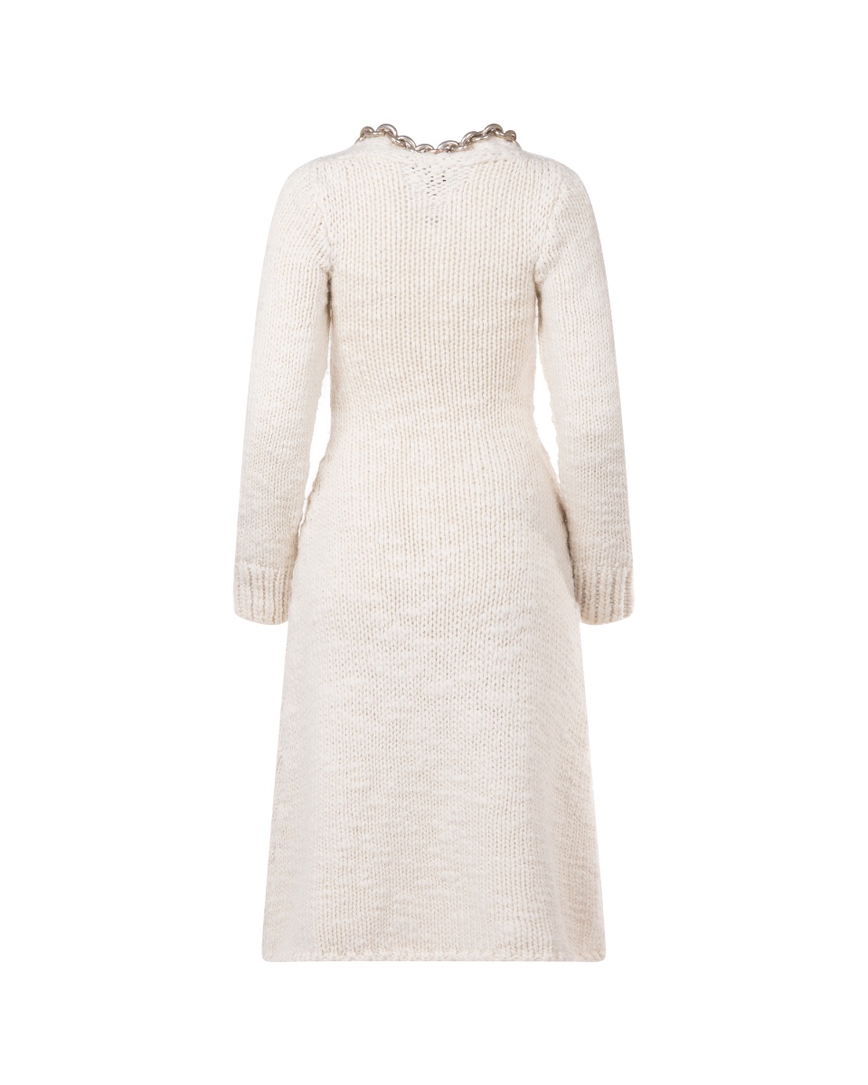 Bottega Veneta chain-embellished cream white knitted midi dress thumbnail