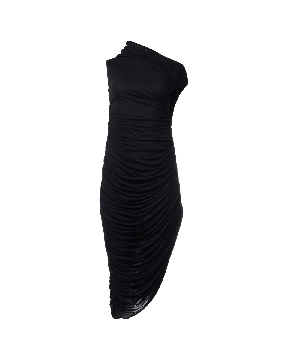 Ferragamo black asymmetric draped dress  thumbnail
