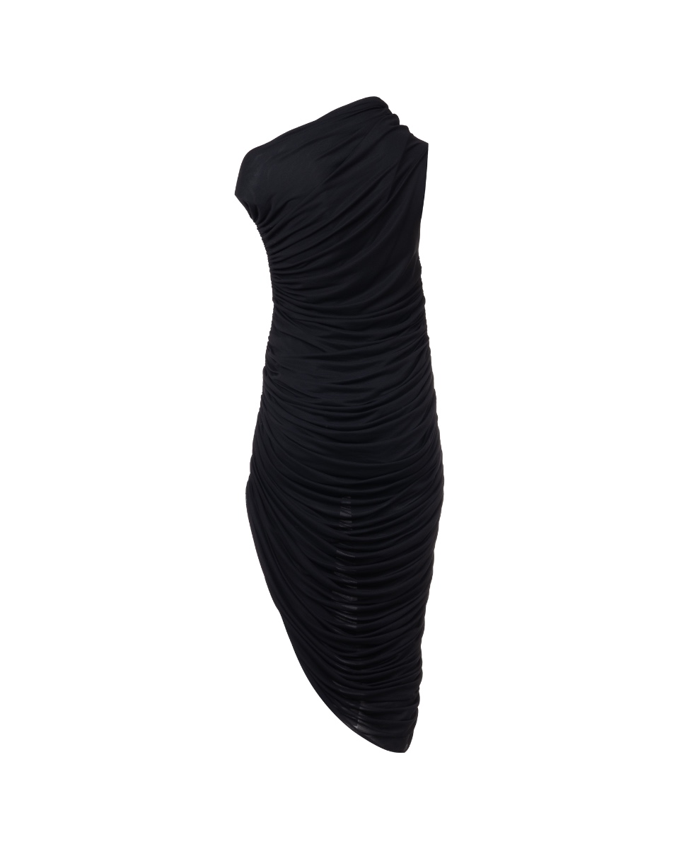 Ferragamo black asymmetric draped dress  thumbnail