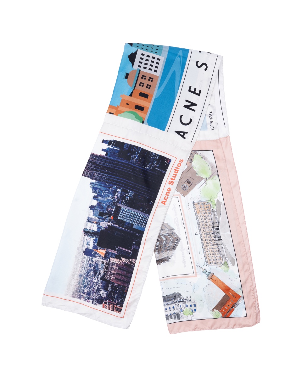 Acne Studios New York & Stockholm patchwork silk scarf thumbnail