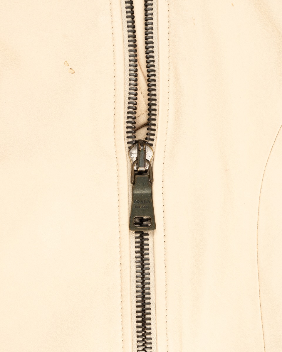 Prada beige lamb leather biker jacket thumbnail