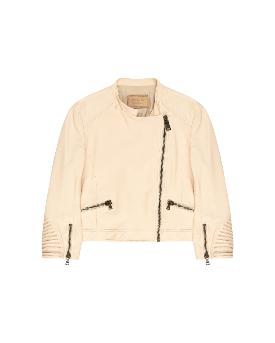 Prada beige lamb leather biker jacket thumbnail