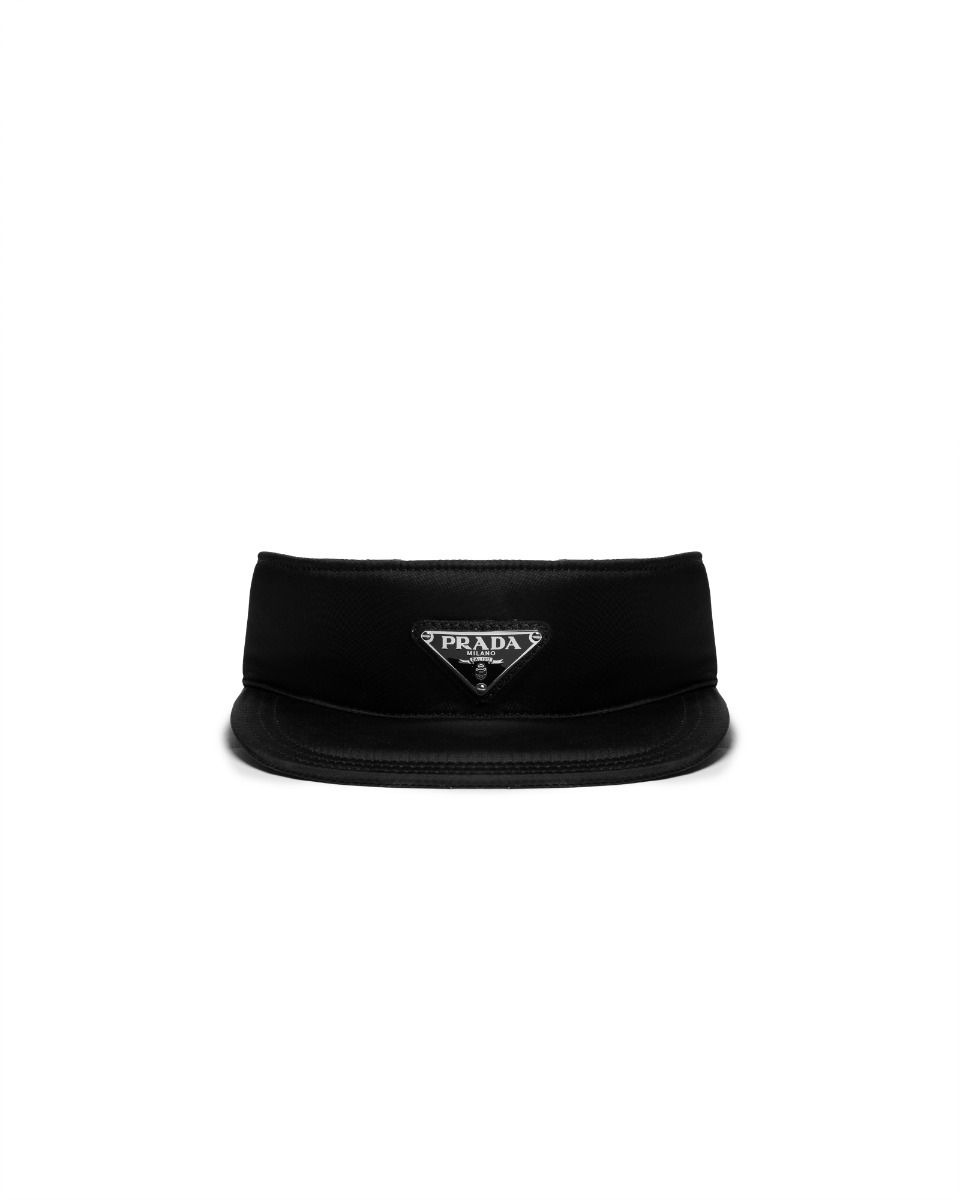 Prada Visor logo-plaque black nylon hat thumbnail