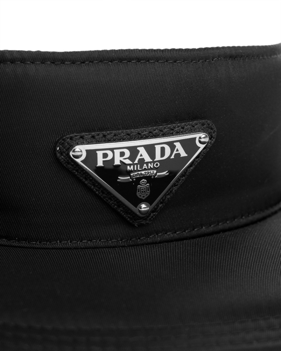 Prada Visor logo-plaque black nylon hat thumbnail