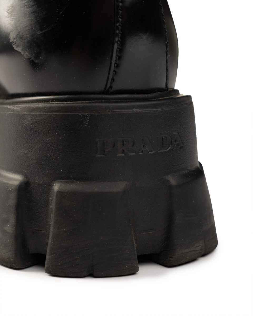 Prada Monolith brushed pointed toe loafers thumbnail