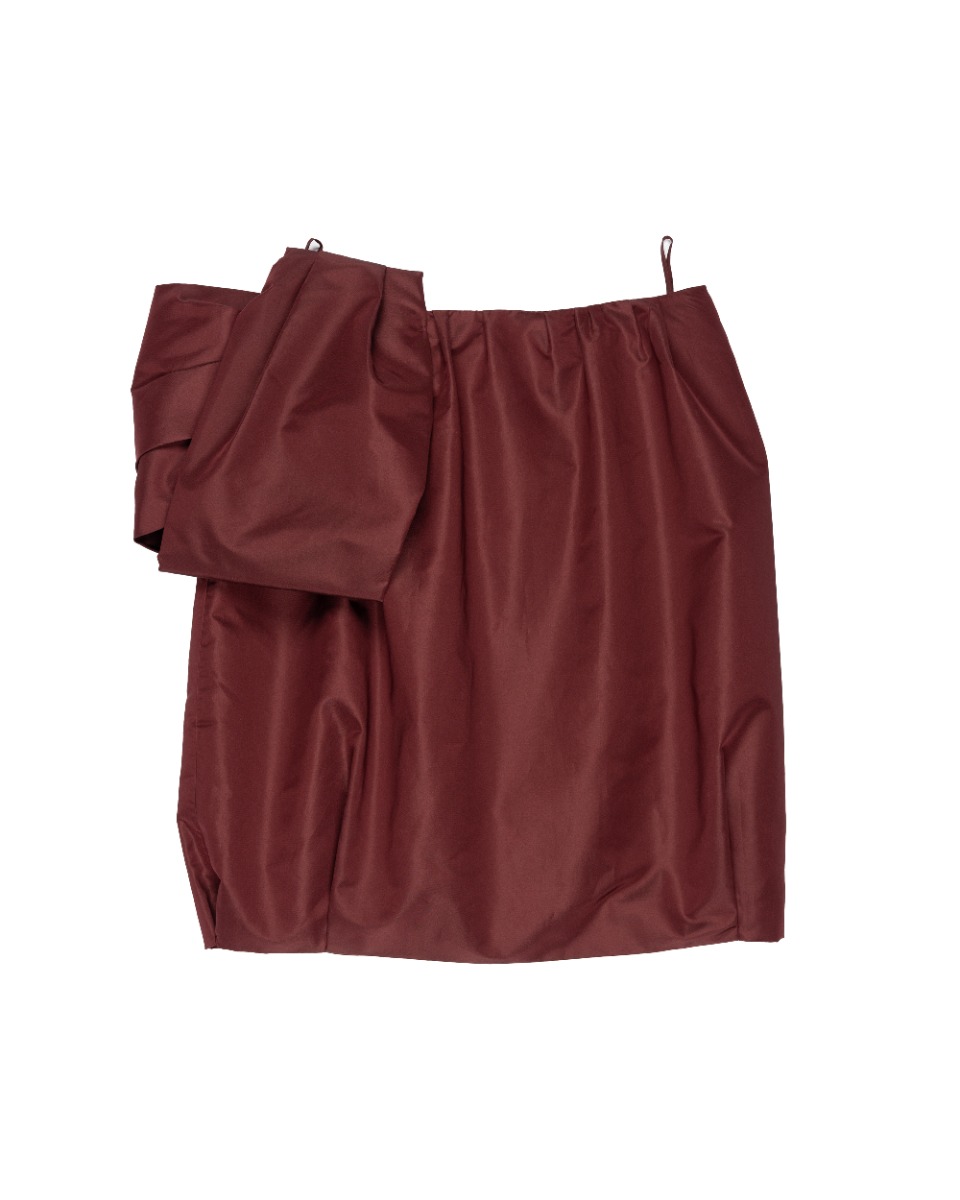 Prada Taffetta bubble burgundy mini skirt thumbnail