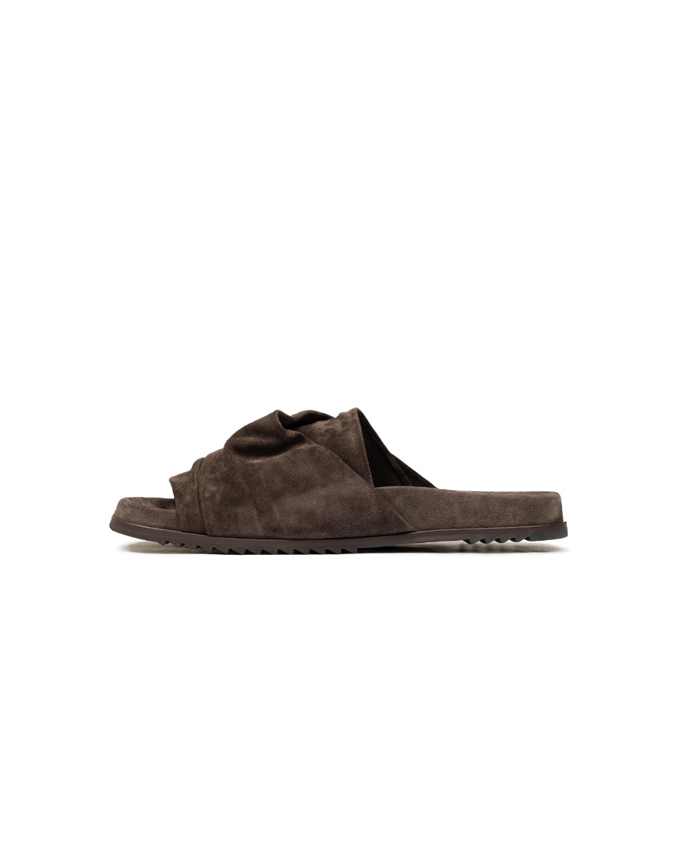 Rick Owens Mobius Granola Dark Dust leather slides thumbnail