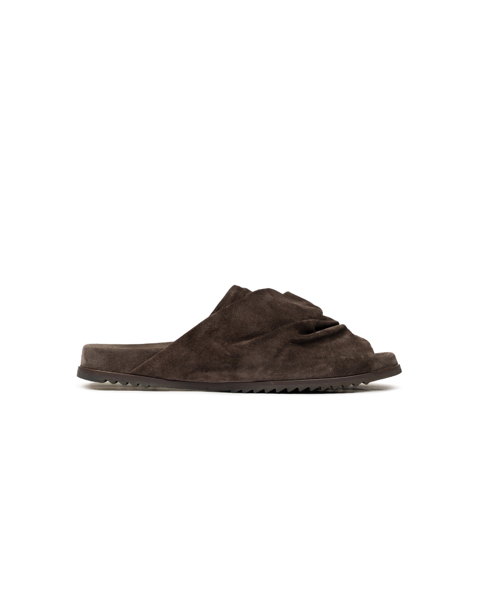 Rick Owens Mobius Granola Dark Dust leather slides thumbnail