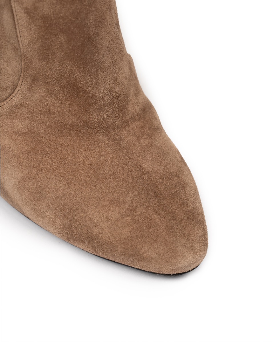 Saint Laurent Auteuil 105 velvet over-the-knee brown boots thumbnail