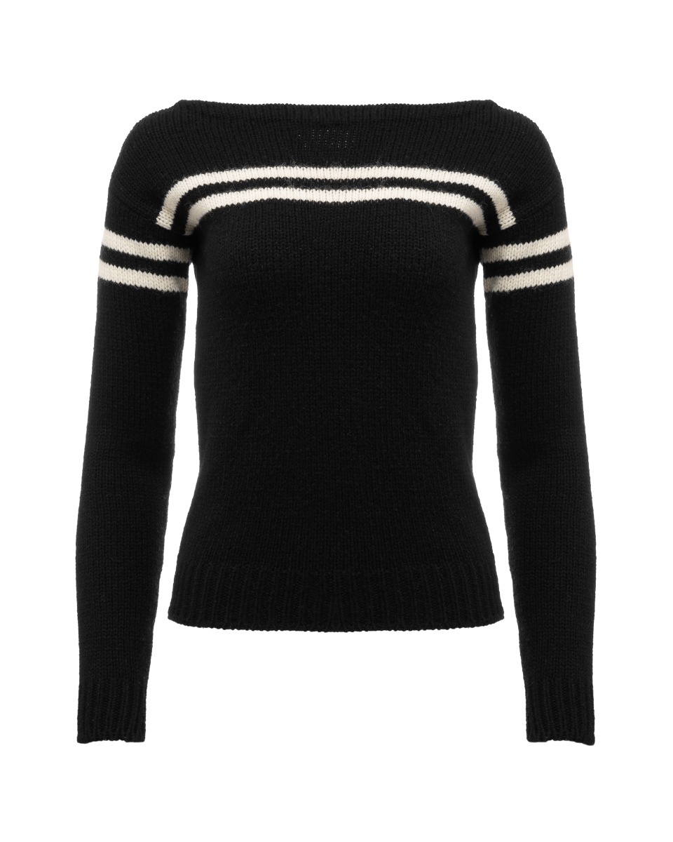 Saint Laurent black two-striped sweater  thumbnail