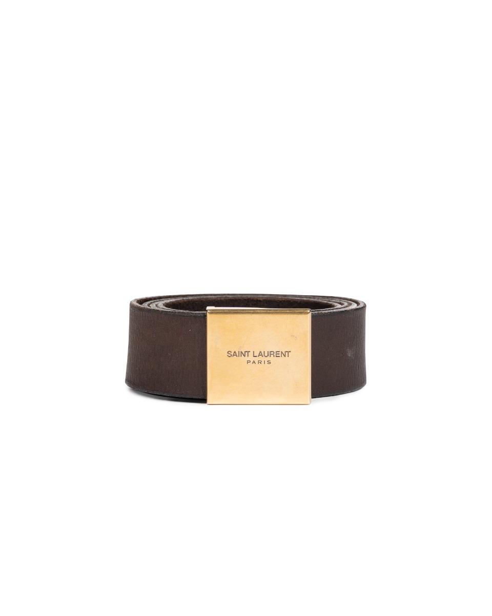 Saint Laurent Frame buckle leather dark brown belt thumbnail
