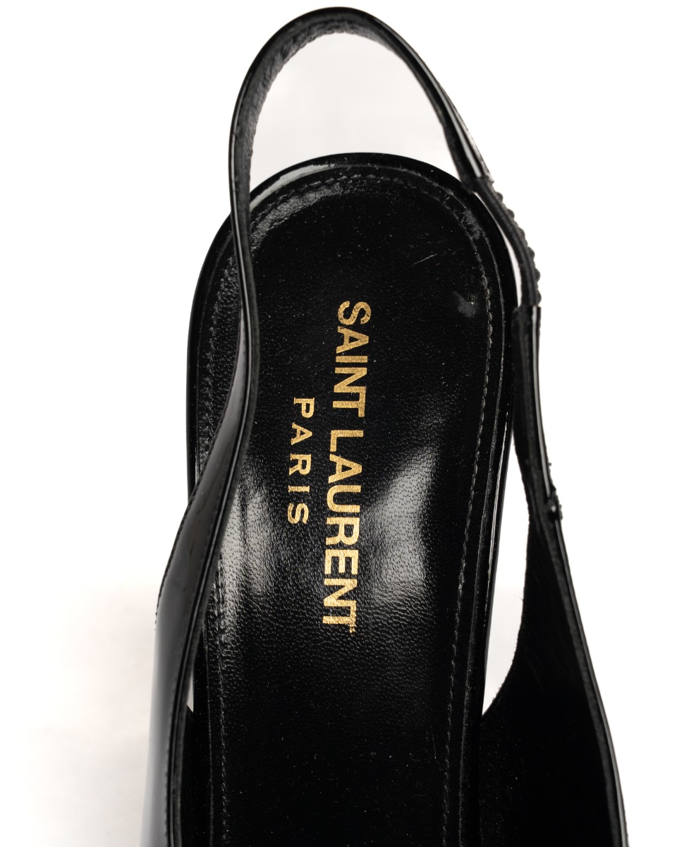 Saint Laurent Nico 110 patent leather slingback heels thumbnail