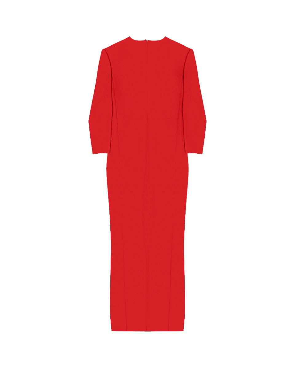 Saint Laurent plunge neck red maxi dress thumbnail