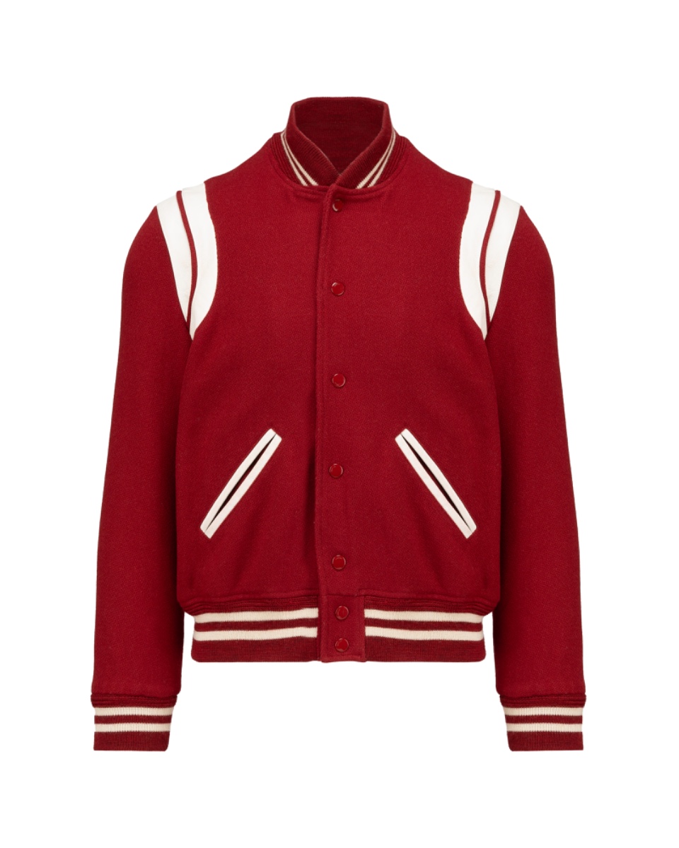 Saint Laurent red wool teddy jacket thumbnail