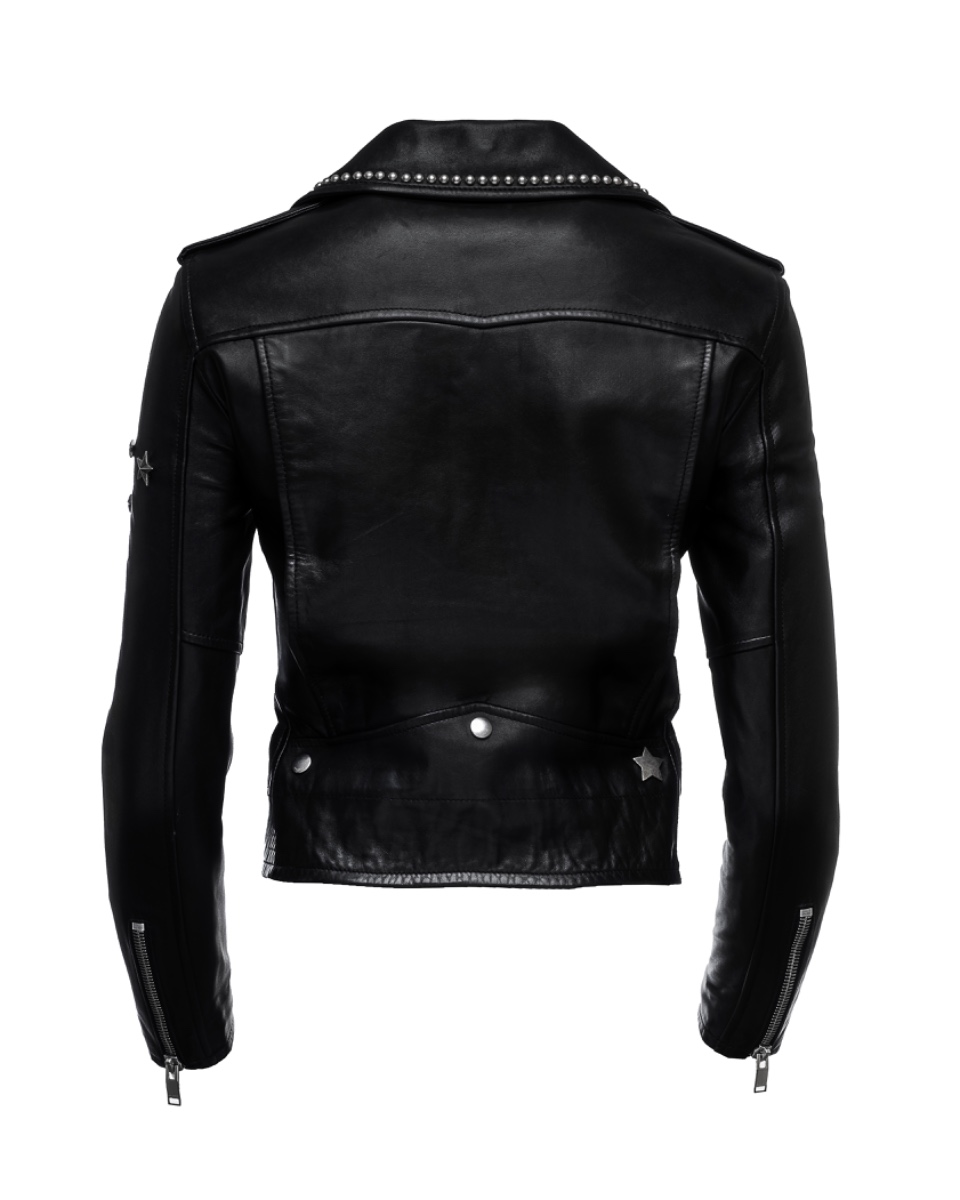 Saint Laurent star studded leather biker jacket thumbnail