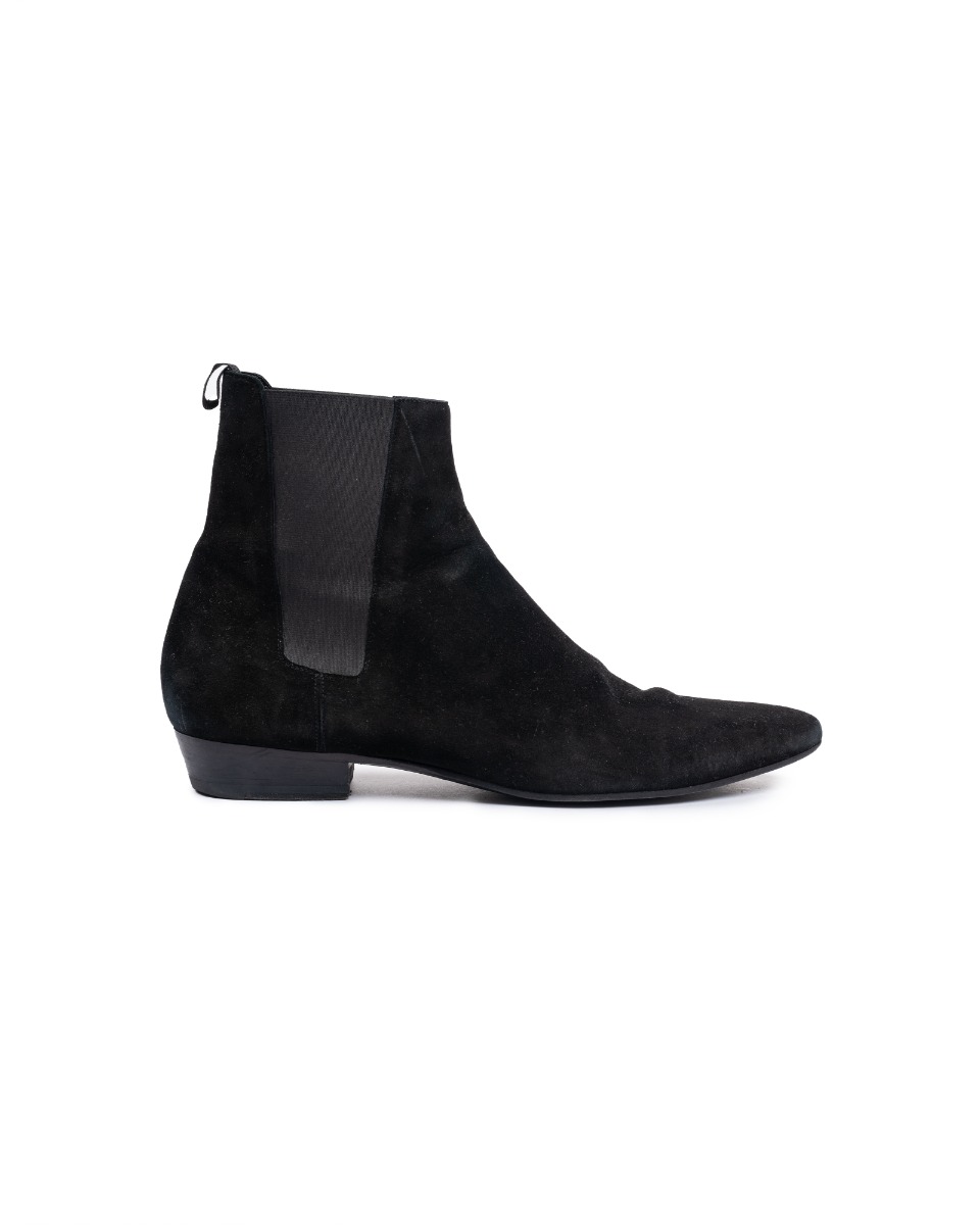 Saint Laurent Wyatt Chelsea suede black boots thumbnail