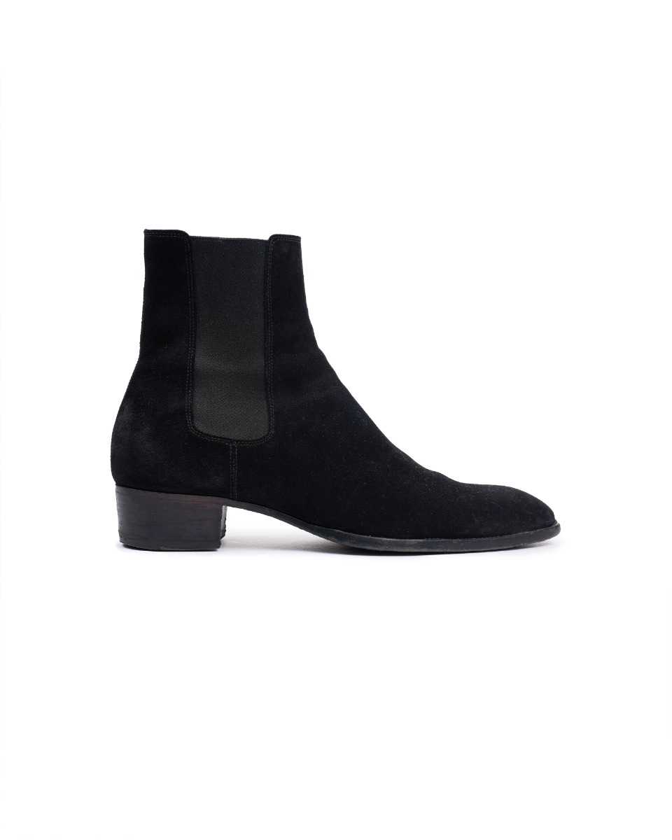 Saint Laurent Wyatt Chelsea suede black boots thumbnail